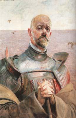 Malczewski, Jacek Self-Portrait in Armour (mk19) Sweden oil painting art